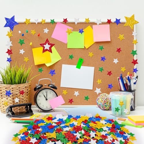 Foam Stickers Glitter Stickers Colorful Shapes Self Adhesive Stickers (Multicolour Star)