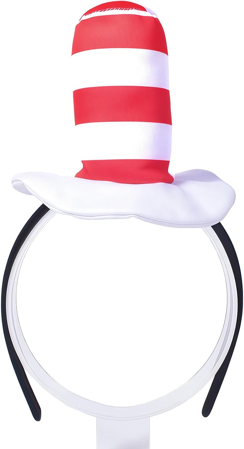 Halloween Red and White Striped Stovepipe Top Hat for Dress Up Adults Women