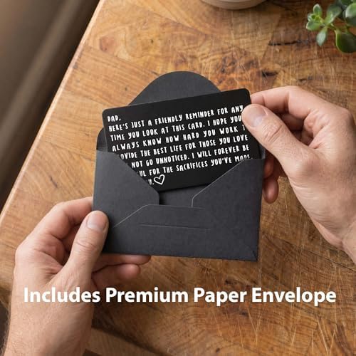 Red Dot Laser Engraving Wallet Card for Dad – Father's Day from Son or Daughter for the Best Dad Ever - Voted Most Meaningful and Unique Gift for Fathers - Gift Ready, Engraved