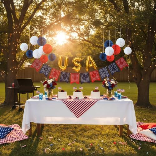 CC wonderland zone 12pcs Red Navy Blue and White Honeycomb Balls,Hanging Tissue Pom poms for Independence Day,July 4th Party,Memorial Day,Veterans Day,Party Decoration