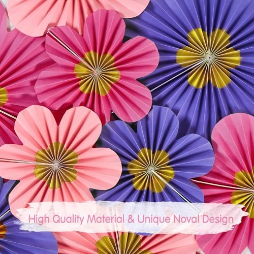 Purple Pink Paper Fans, Pink and Purple Paper Flower Birthday Decorations for Classroom, Birthdays, Baby Showers, Weddings