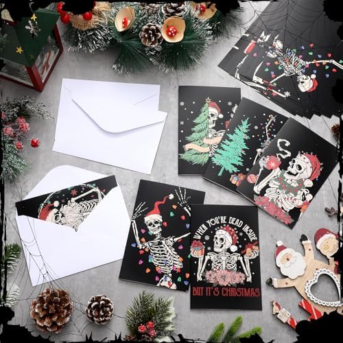 Motiskyy 24 Kit Skeleton Christmas Cards with Envelopes Kit Bulk