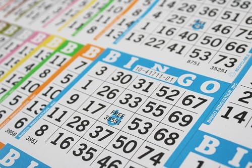 Bingo Books – 1 Face, 10 Pages Each, 100 Disposable Game Books – Recyclable Dauber Paper Sheets for Seniors & Adults (1on10up)