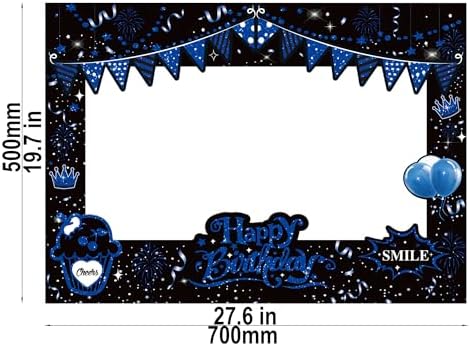 38 Pcs Birthday Photo Booth Props Kit with Frame, Happy Birthday Party Favors Supplies Bday Party Decorations Set for Girls Women Really Glitter Selfie Paper Party Supplies (Blue)