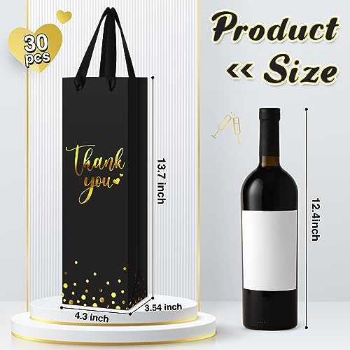 Ctosree 30 Pcs Wine Bottle Gift Bags with Handle, Thank You,Black