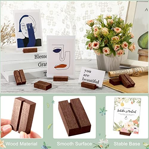 Roowest 25 Pcs Wood Place Card Holder 2 Inch Rustic Table Number Holders