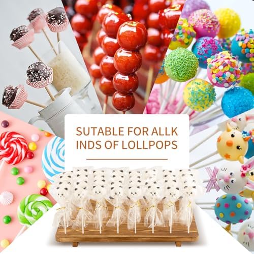 48-Hole Wooden Cake Pop Stand for Drying/Display ，300 Accessories（Cake Pop Bag x100，Gold Twist Tie x100，Cake Pop Stick x100）- Dessert Table Holder for Birthdays, Baby Shower, Weddings