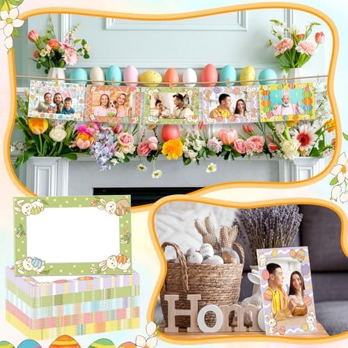AmazingSpark 50 Pack Easter Paper Picture Frames Photo Cards 5 Designs