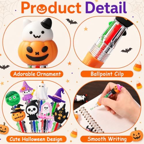 24PCS Halloween Fun Mini Multicolor Pens 4-in-1 for Party Favors Gift