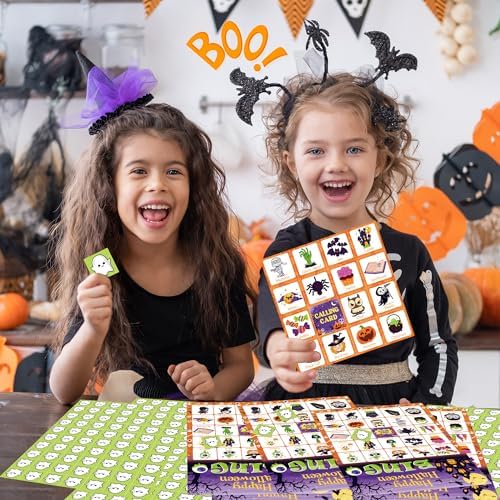 OHOME Halloween Games - Halloween Bingo for Kids | Halloween Party Favors - 24 Players Halloween Toys Gifts Party Supplies | Halloween Crafts Accessories Treats Activities for Family