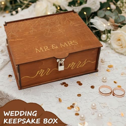 OurWarm Large Wedding Keepsake Box With Lock, Bridal Shower Gifts