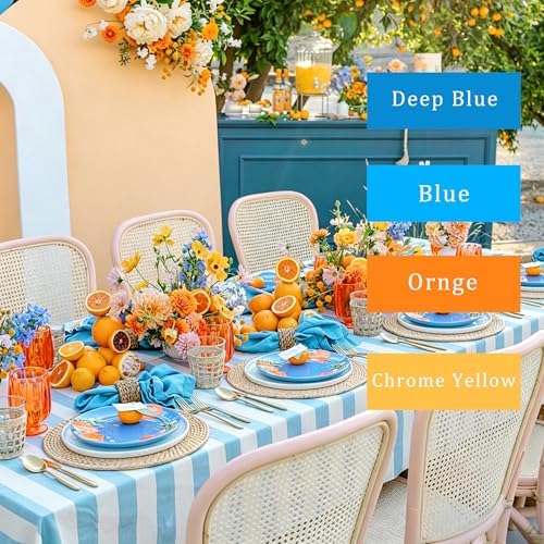 8 Rolls Crepe Paper Streamers, Blue and Orange Streamers Party Decorations for Blue Dog Paw Birthday Party Cartoon Bunting Puppy Dog Theme Celebration Decorations