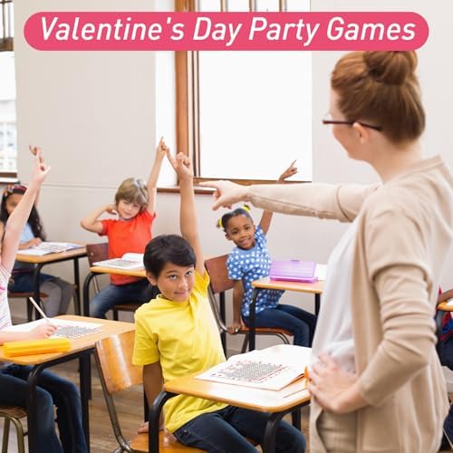30 Players Valentine's Party Games for Adults Family Office Large Groups, Valentine Parties Word Search Game Card with Answer Key, Valentines Day Classroom Activities Party Favor (Valentines Search)