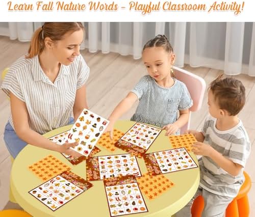 Fall Bingo Game Cards - 24 Players Fall Festival Party Games Autumn Bingo Cards Thanksgiving Party Supplies for School Classroom Family Activities