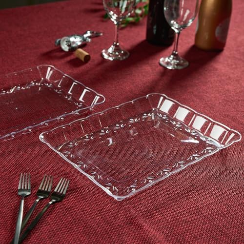 Plasticpro Plastic Serving Trays - Serving Platters Rectangle 9X13 Disposable Party Dish 8 Clear