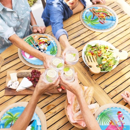 Whaline 40 Pcs Christmas in July Paper Plates Disposable Plates Decorative Summer Santa Claus Gingerbread Man Flamingo Tableware Dessert Plate for Birthday Party Tableware Supplies