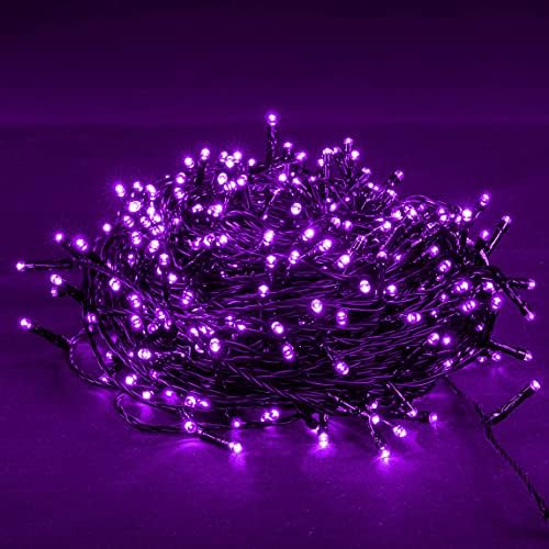 DAZZLE BRIGHT Halloween 300 LED String Lights, 100FT Connectable String Lights with 8 Lighting Modes, Halloween Decorations for Party Carnival Supplies, Indoor Outdoor Yard Garden Decor (Purple)