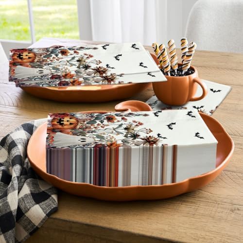 Horaldaily 50Pcs Halloween Paper Napkins, Bat Pumpkin Ghost