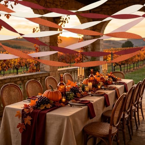 8 Rolls Fall Party Decorations, Crepe Paper Streamers for Thanksgiving