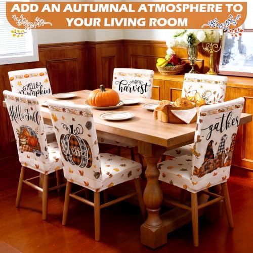 Moukeren 6 Pcs Fall Chair Covers Pumpkin Dining Chair Slipcovers