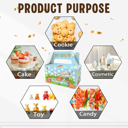 12 Pcs Capybara Party Favor Boxes Kids Birthday Candy Goodie Treat Bags