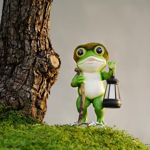 twinbling Solar Frog Garden Decor with Lantern Frog Statue