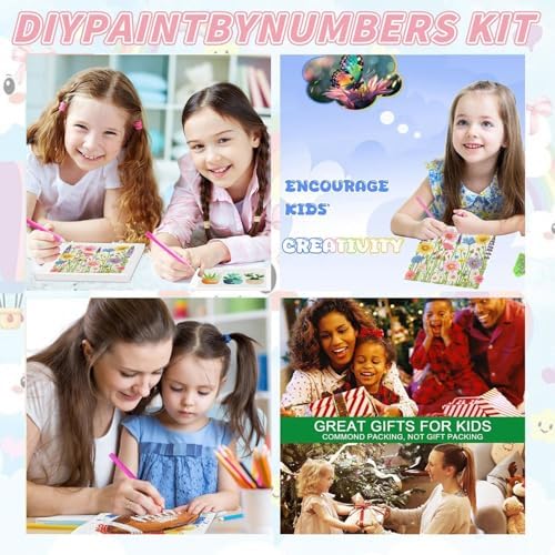 Wildflowers Diamond Art Kit for Kids with Frame -5D Diamond Painting Kits