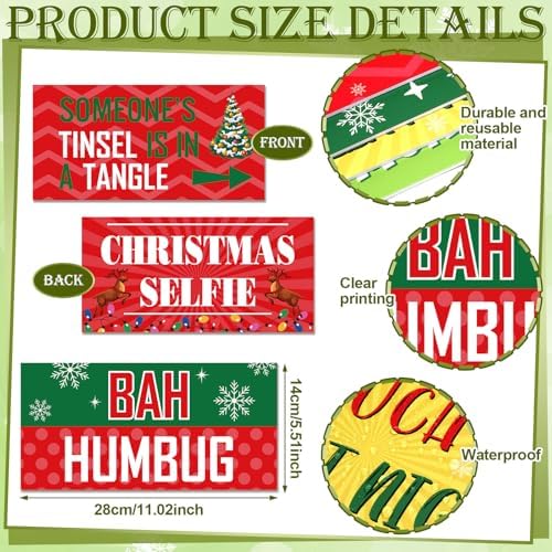 Beeveer 24 Designs Christmas Photo Booth Props, Red and Green Xmas Props