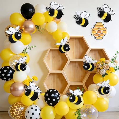 JULMELON 6 Pack Bee Party Decorations for Honeycomb Decorations