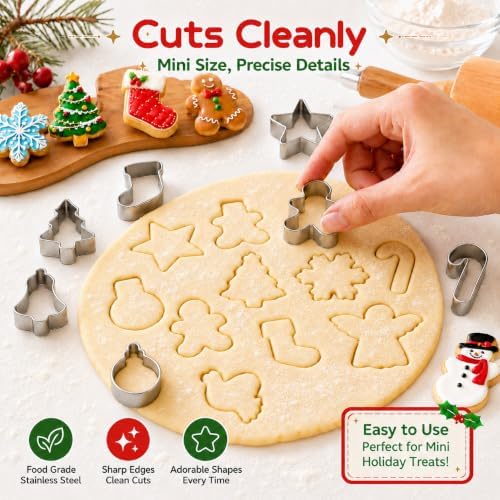 Mini Christmas Cookie Cutters, Metal Holiday Shapes, 15-Piece Set