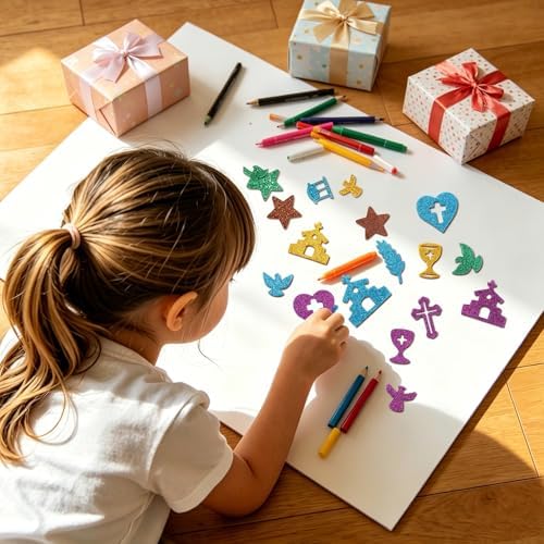 600Pcs Christian Glitter Foam Stickers Adhesive Bible Stickers
