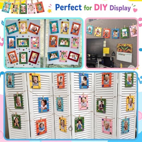 Jetec 48 Pieces Felt Craft Picture Frames with Stickers 4x6 in 12 Colors