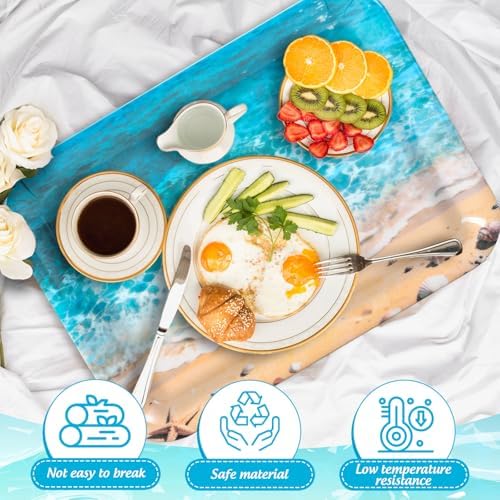 JarThenaAMCS 3Pcs Summer Beach Serving Trays Reusable Serving Dishes Ocean Wave Sand Seashell Starfish Platter for Outdoor Party Serving Food Snacks Fruits Dessert