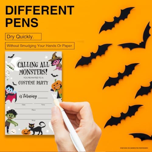 Dumyum 20 Halloween Costume Birthday Invitations, Spooky Halloween
