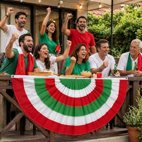 4Pack 2x4ft Christmas Bunting Flags Red White Green Pleated Fan Flag Bunting for Xmas Holiday Outside Garden Porch Decor