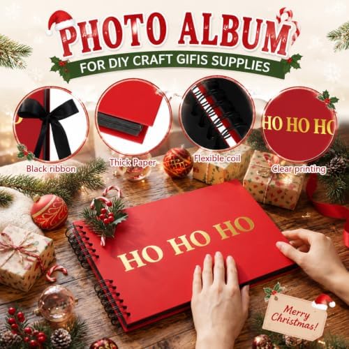 Dunzoom Christmas Scrapbook Kit, 80 Page Card Photo Album with Pen Sticker