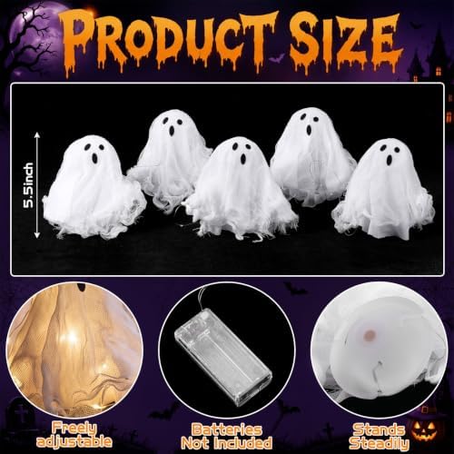 Halloween Indoor Decorations, Set of 5 Light Up Ghosts Table Centerpiece