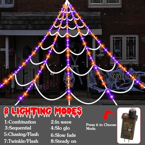 Halloween Decorations Outdoor Spider Web: Giant Light Up Spider Web Decor