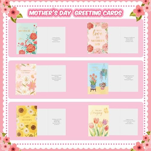 Crtiin 240 Set Mother's Day Cards Bulk 2027 Floral Gold Foil Greeting Cards