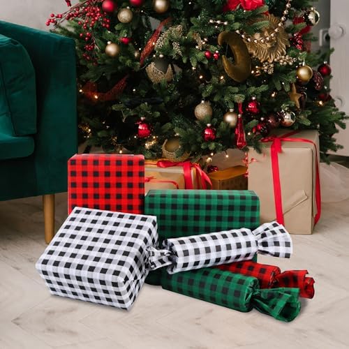 BEISHIDA 90 Sheets Christmas Gingham Tissue Paper Bulk,Red Green Black Buffalo Plaid Wrapping Tissue Paper for Gift Bags, 14 x 20 Inch Gift Wrap for Party Decoration DIY Crafts Decor Holiday Flowers