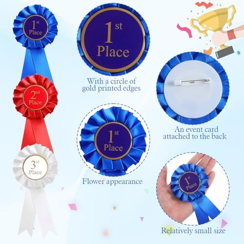 3 Pack Award Ribbons, Prize Ribbon, 1st 2nd 3rd Place Ribbons