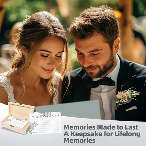 60 Pack Wedding Advice and Wishes Cards for Mr & Mrs - Sage Green Floral Guest Book Alternative with Commemorative Box - Elegant Bridal Shower Game and Keepsake