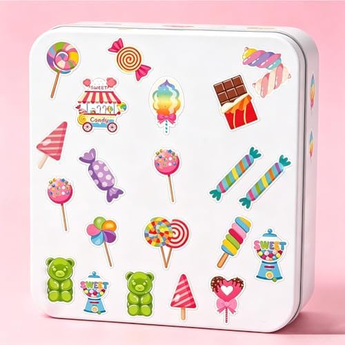 500PCS Christmas Stickers 16 Styles Candy Sticker Rolls Adorable Lollipop Stickers 1in Self-Adhesive Waterproof Vinyl Sticker Decor for Birthday Party Envelopes Scrapbook Decorations