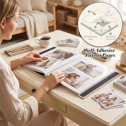 Photo Album Self Adhesive Scrapbook Album, for 4x6, 5x7 & 8x10 Photos