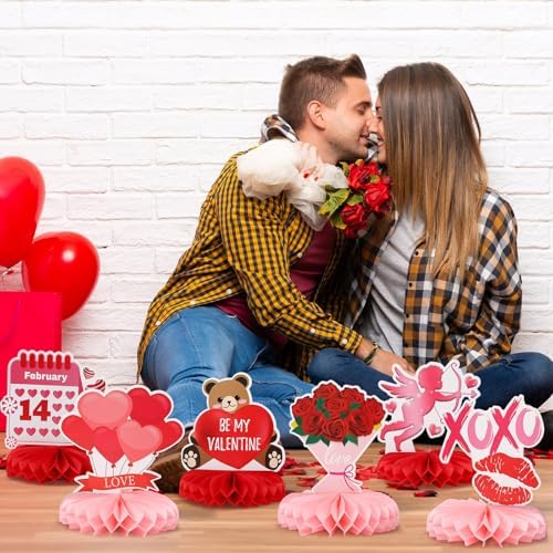 Valentine Table Centerpiece, 10Pcs Pink Heart Table Topper Decor