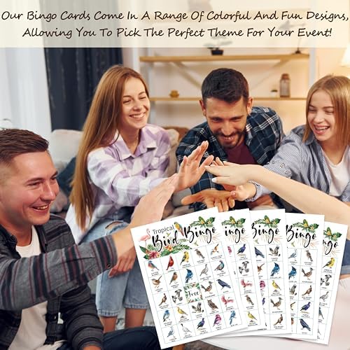 Bird Bingo Game Cards for Adults, Backyard Birding Bingo Cards Game for Family Holidays Friends Gatherings, Ideal for Bird Themed Party Game, 24 Players Birthday Party Supplies Favors, 001