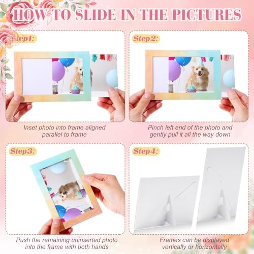 AmazingSpark 50 Pack Paper Picture Frames with Stands, Pastel Colors