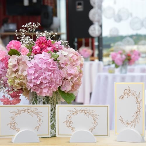 Colingmill 24 Pcs Wooden Table Number Stands with Tented Cards,White