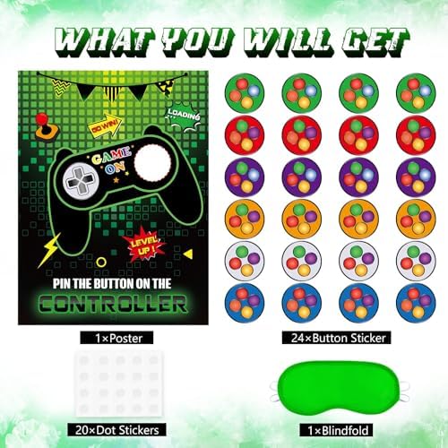 WERNNSAI Pin the Button on the Game Controller Game Party Decorations