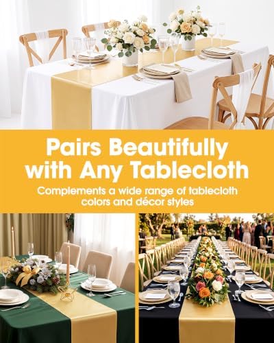 Niuara Gold Plastic Table Runner Party Decorations, Disposable, 4 Pack